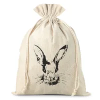 1 pc Large Bag like linen, sized 26 x 35 cm, featuring a bunny print 3 Bag like linen, sized 26 x 35 cm, featuring a bunny print Occasional bags