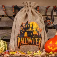 Halloween Burlap Bag (No.2) 30 x 40 cm - natural Large bags 30x40 cm