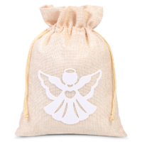 Jute bag 26 x 35 cm - white angel Christmas bag