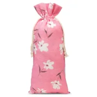 1 pc Pouch like linen with printing 16 x 37 cm - natural / pink flowers 16 Pouch like linen with printing 16 x 37 cm - natural / pink flowers Medium bags 16x37 cm