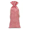 Pouch like linen with printing 16 x 37 cm - natural / red trellis Medium bags 16x37 cm