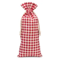 1 pc Pouch like linen with printing 16 x 37 cm - natural / red trellis 25 Pouch like linen with printing 16 x 37 cm - natural / red trellis Medium bags 16x37 cm