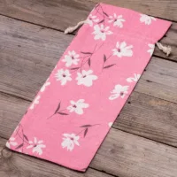 Pouch like linen with printing 16 x 37 cm - natural / pink flowers On the move
