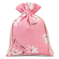 1 pc Pouch like linen with printing 18 x 24 cm - natural / pink flowers 15 Pouch like linen with printing 18 x 24 cm - natural / pink flowers Pink bags