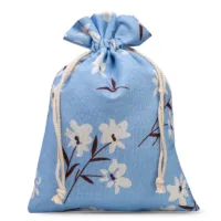 1 pc Large Bag like linen with printing 22 x 30 cm - natural / blue flowers 31 Bag like linen with printing 22 x 30 cm - natural / blue flowers Blue bags