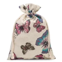 1 pc Large Bag like linen with printing 22 x 30 cm - natural / butterfly 12 Bag like linen with printing 22 x 30 cm - natural / butterfly Printed organza bags