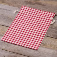 Bag like linen with printing 22 x 30 cm - natural / red trellis Linen bags