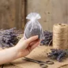 White organza bags filled with dried lavender as a wardrobe scent.