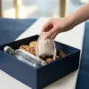 Eco-friendly cotton pouches as natural gift packaging in a box.