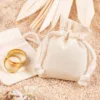 Cotton bags for an impressive presentation of wedding rings in boho style.