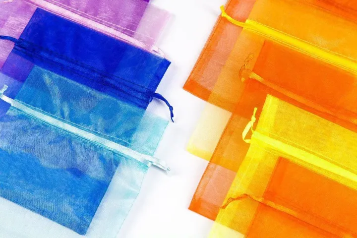 Organza bags, sized 12 x 15 cm - spring colour mix Candles
