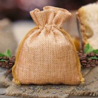 Burlap bag 6 cm x 8 cm - light brown Halloween