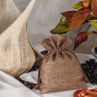 Burlap bag 6 x 8 cm - dark natural Wedding bags