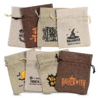 10 pcs Halloween Burlap Bag 12 x 15 cm - mix of patterns and colours 34 Halloween Burlap Bag 12 x 15 cm - mix of patterns and colours Sets