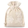 Pouches like linen with printing 13 x 18 cm - natural / snow Christmas bag