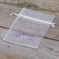 Organza bags 10 x 13 cm - white with print (lavender) Lifehacks – clever ideas