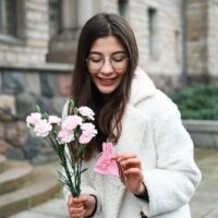 Velvet pouches 9 x 12 cm - light pink Table decoration