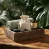 Small linen bags in a beauty set.