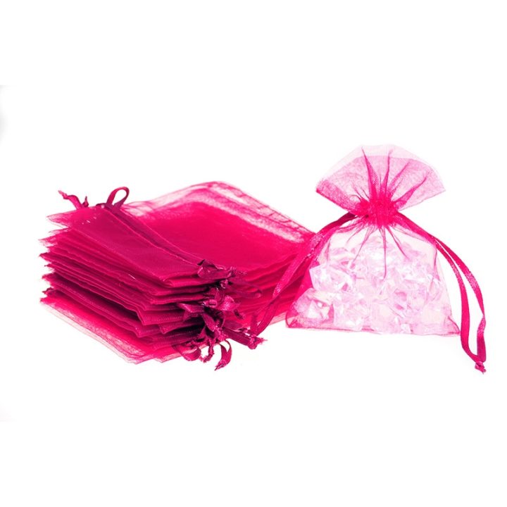 Organza bags 10 x 13 cm - fuchsia Baptism