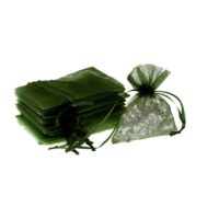 Organza bags 10 x 13 cm - olive green Table decoration