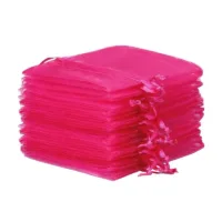 Organza bags 8 x 10 cm - fuchsia Valentine's Day