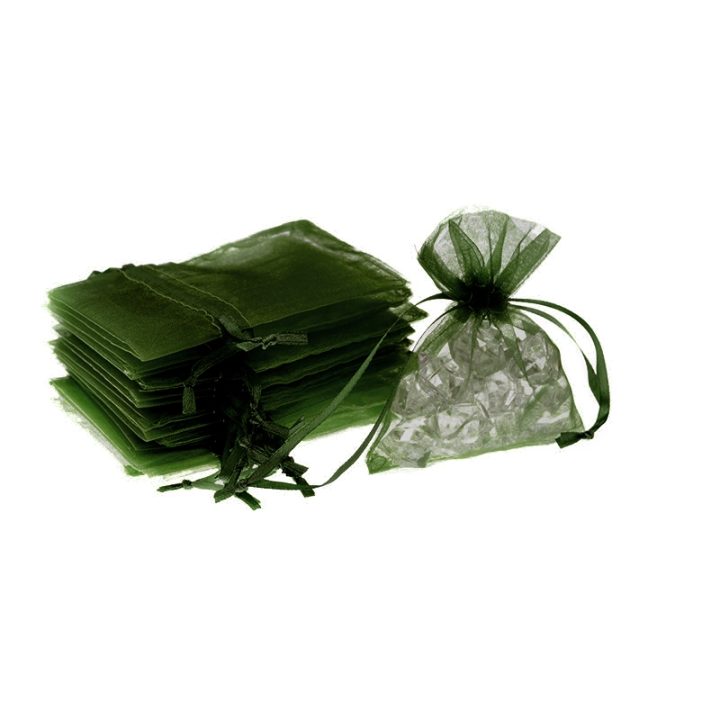 Organza bags 8 x 10 cm - olive green Table decoration