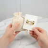 Cotton bags for jewelry and earring packaging.