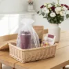 Organza pouch white acting as a subtle decoration for a gift hamper.