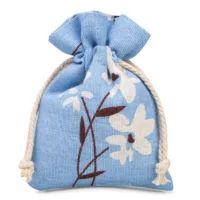 3 pcs Pouches like linen with printing 12 x 15 cm - natural / blue flowers 35 Pouches like linen with printing 12 x 15 cm - natural / blue flowers Blue bags