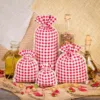 Pouches like linen with printing 12 x 15 cm - natural / red trellis Pet products