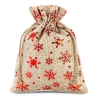 Burlap bag 15 cm x 20 cm - natural / stars Christmas bag