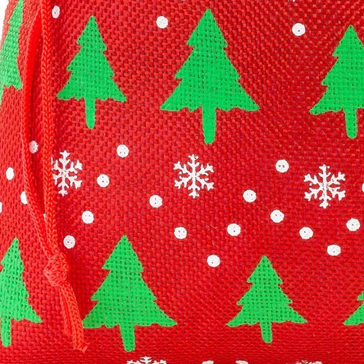 Burlap bag 18 x 24 cm - red / Christmas tree All products