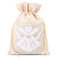 5 pcs Burlap bags 15 x 20 cm - white angel 18 Burlap bags 15 x 20 cm - white angel Burlap bags / Jute bags