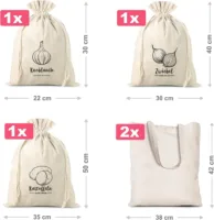 Grocery like linen bags (3 pcs) and cotton shopping bags (2 pcs) (EN) Cotton bags