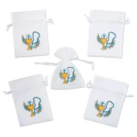 5 pcs Organza bags, sized 10 x 13 cm, white with print 8 Organza bags, sized 10 x 13 cm, white with print For children