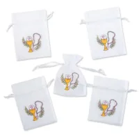 5 pcs Organza bags, sized 10 x 13 cm, white with print 19 Organza bags, sized 10 x 13 cm, white with print For children