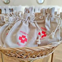 5 pcs Pouches like linen with printing 15 x 20 cm - natural / Hangover kit 23 Pouches like linen with printing 15 x 20 cm - natural / Hangover kit Medium bags 15x20 cm