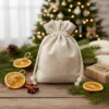 Linen bag for gifts under the Christmas tree.