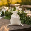 Cotton bags for wedding favors and table decor.