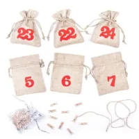 Advent calendar jute bags sized 11 x 14 cm - natural + red numbers 1 Like Linen Grocery Bag for potatoes 35 x 50 cm (DE) Christmas bag