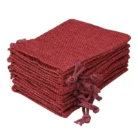 Burlap bag 10 cm x 13 cm - burgundy Valentine's Day