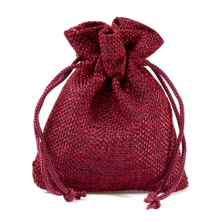 Burlap bag 10 cm x 13 cm - burgundy Table decoration