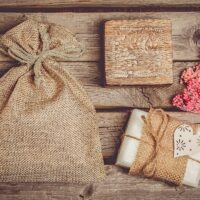 Burlap bag 10 x 13 cm - light natural Lavender and scented dried filling