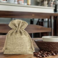 Burlap bag 8 cm x 10 cm - natural Dark natural bags