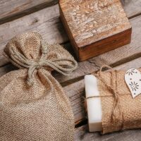 Burlap bag 8 cm x 10 cm - natural Table decoration