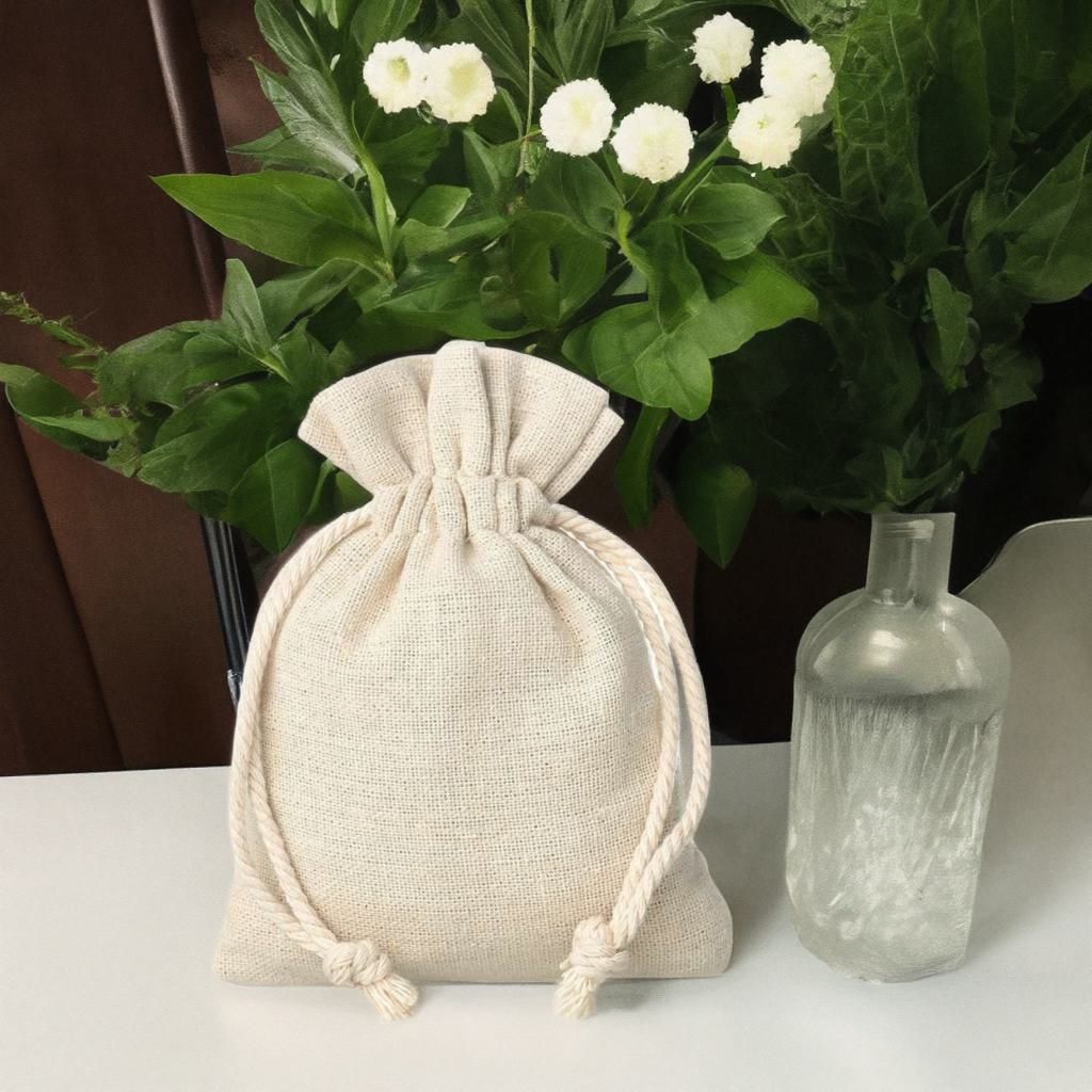 Linen bag 8 cm x 10 cm 10 pcs natural I Internet shop Organza bags