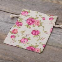 Pouches like linen with printing 11 x 14 cm - natural / roses Linen Bags