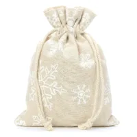 3 pcs Large Bags like linen with printing 22 x 30 cm - natural / snow 7 Bags like linen with printing 22 x 30 cm - natural / snow Christmas bag