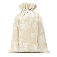 Bag like linen with printing 26 x 35 cm - natural / snow Christmas bag