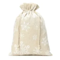 1 pc Large Bag like linen with printing 26 x 35 cm - natural / snow 21 Bag like linen with printing 26 x 35 cm - natural / snow Christmas bag